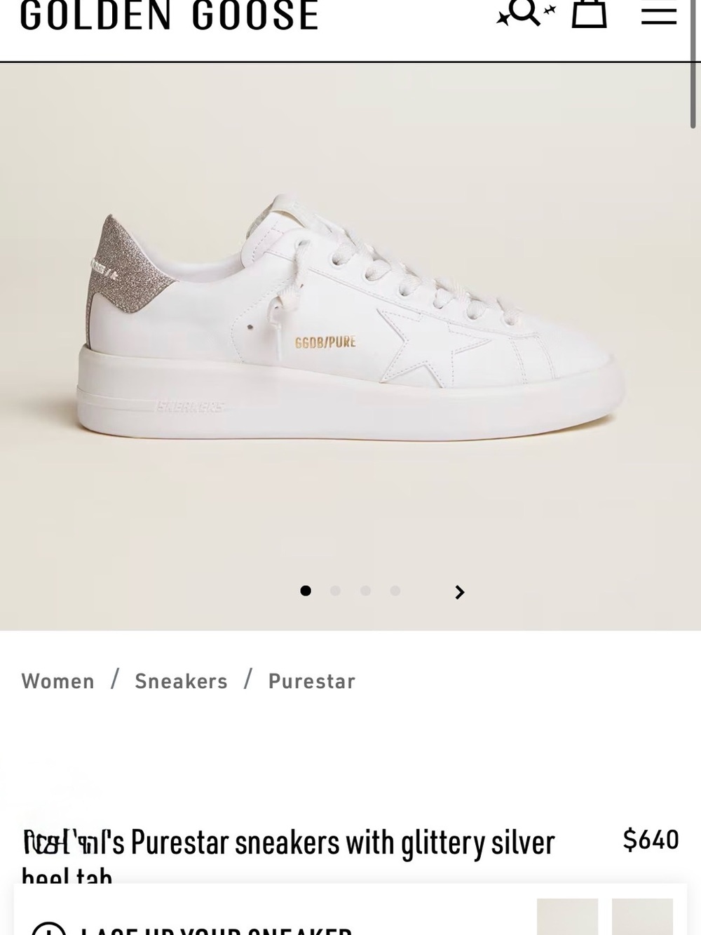 Golden Goose Purestar White Leather Sneakers - Picture 2 of 6
